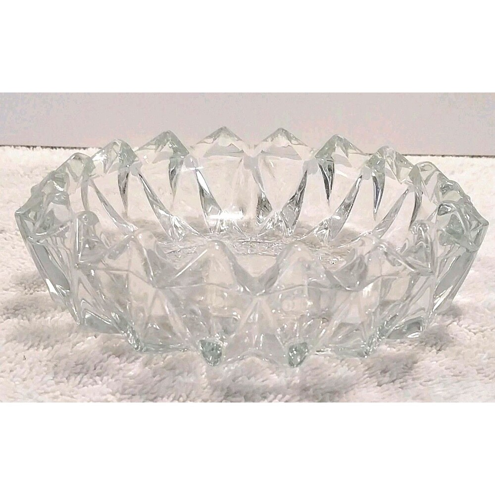 Vintage KIG Indonesia Clear Glass Ashtray Or Candy Dish 6 1/2" Round #B031